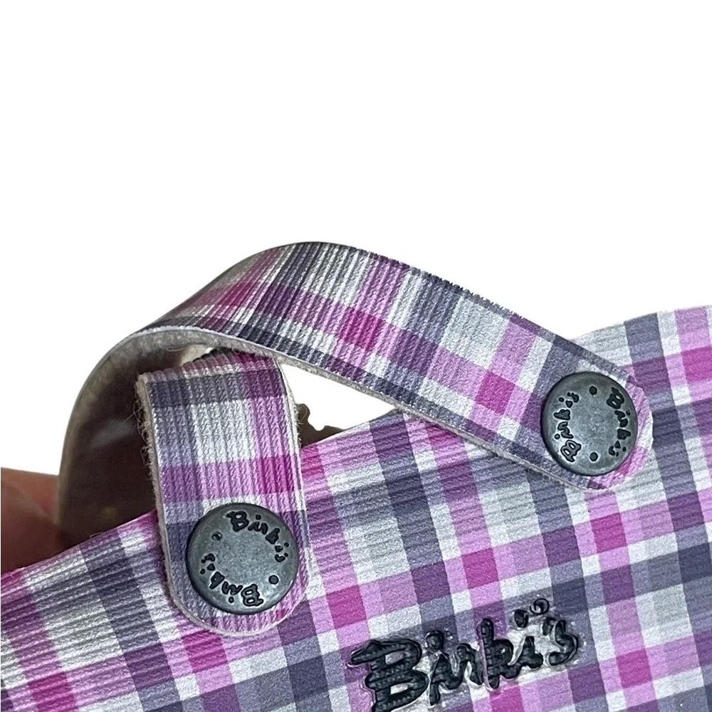 Birkenstock Birkis Dorian Check Lilac Gray Slip On Clog Mules Size 7